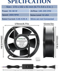 Beefy 110V 120V Axial Fan With Dual Ball Bearings And Switch For High Airflow 172Mm By 150Mm By 51Mm Exhaust dimensions and specifications