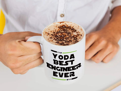 Person holding funny engineer mug for men and women a totally dope graduation gift for engineers and students and STEM lovers