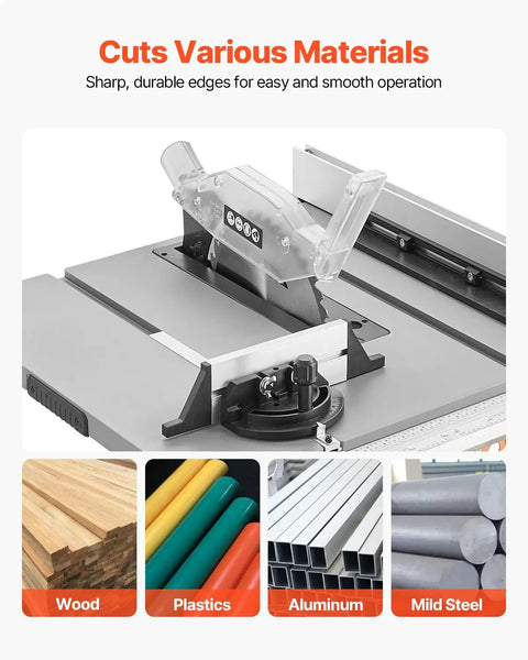 Rock Solid Portable Jobsite Table Saw Packing A Boss 15 Amp Motor And A Lightning Fast 4500 RPM Spin, cuts wood, plastics, aluminum, and mild steel.