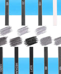 Compressed Graphite And Charcoal Sticks Set Of 18 for sketching, showing black and white charcoal, hard, medium, soft 8B 6B 4B 2B HB grades.