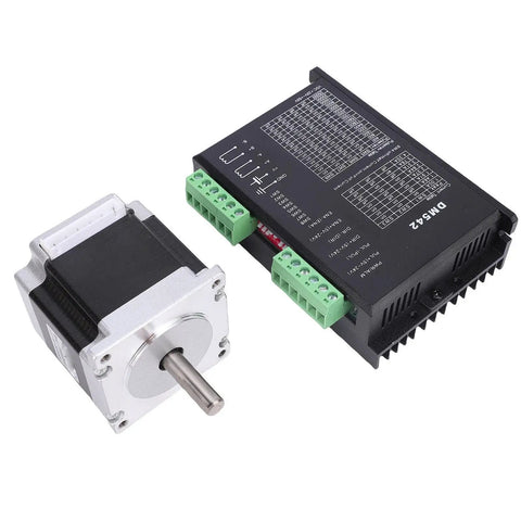 Heavy Duty Closed Loop Stepper Motor Kit Featuring Rugged Alloy Steel Construction And Silent Runner For Zero Skip Control On CNC Engraving And 3D Printing Shop Projects, showcasing motor and driver components.