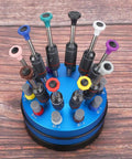 Precision Screwdriver Set For Electronics Repair With High Torque 10 Piece Professional Tool Kit arranged in rotating stand