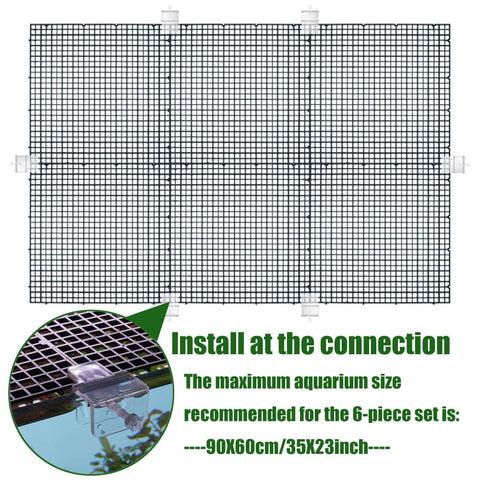 Solid As A Rock Aquarium Lid Clips, Transparent Abs Plastic Rimless Fish Tank Brackets And Anti Jump Guards, mesh grid with installation clips.