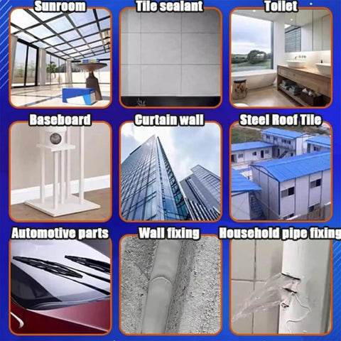 Heavy Duty Premium Polymer Sealant Badass Bonding Adhesive No Sweat Waterproof Glue for exterior use in sunroom and tile installation.