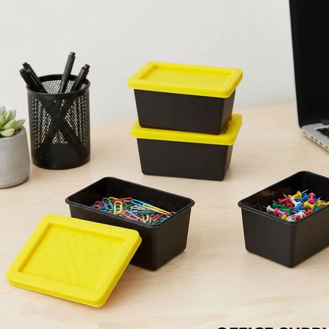 Go To Mini Storage Bins With Lids 4 Pack For Small Parts Crafts Hardware And Office Supplies Space Saving Stackable Totes