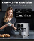 Woman using 20 Bar Espresso Machine With Automatic Milk Frother For Cappuccino And Latte, Dual Boiler Coffee Maker, Stainless Steel, Touchscreen, 60 Oz Water Tank