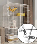 Two Piece Stainless Steel Spring Plunger Latch Lock Set 6.5 By 80 Mm built tough, shown on a pet cage with a cat.