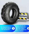 Go Kart Tires 145/70-6 4 Ply Tubeless Directional Tread For Sand Mud Trail Replacement Set with warning sign