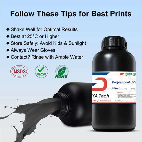 Fast ABS Like 3D Printer Resin For LCD DLP 405nm UV Curing Non Brittle High Precision Photopolymer Gray 1kg Liquid bottle