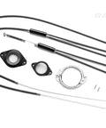 Gyro Brake Cable Kit For Bikes Full Front And Rear Cable Set With Upper And Lower Cables Spinner Rotors Complete Black Replacement Part Includes All Mounting Hardware For Easy Setup, shown with cables and rotors.
