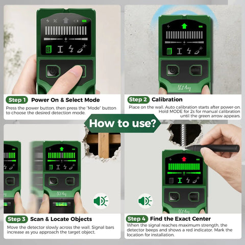 Big Time 7-In-1 Stud Finder And Wall Scanner With HD LCD Display To Pinpoint Wood Studs Metal Pipes And Live AC Wires Plus Laser Level And Bubble Gauge For Easy Peasy DIY Home Mods
