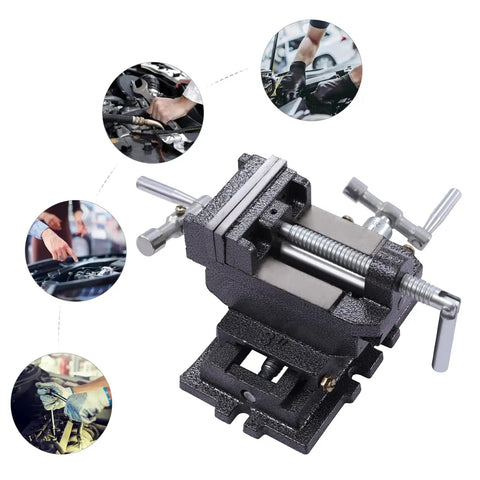 Tough As Nails Three Inch Drill Press XY Compound Vise with heavy duty two way cross slide clamping rig for precise workholding.