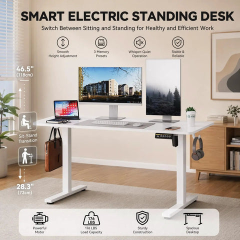 WankaMom Electric Standing Desk With Smooth Silent Lift And 154 Lbs Load Capacity, Premium Carbon Steel Frame, 28.3 to 46.5 inches.