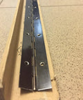 4 Pack 304 Stainless Steel Piano Hinges on display in packaging, ideal for heavy duty rustproof door hardware projects.