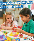 Children using Origami Kit For Kids Ages Five To Twelve With Guiding Book 98 Double Sided Sheets And 47 Pattern Designs in class.