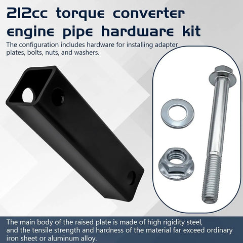 Torque Converter Engine Riser Hardware Kit Fits Predator 212cc 224cc 196cc Engines And Coleman CT200U BT200X Baja Warrior Massimo MB200 GX160 GX200 Mini Bike Go Kart Parts showing metal components