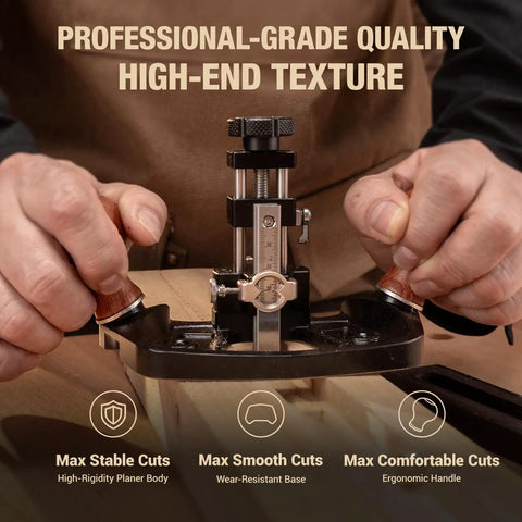 Pro Level Router Plane Kit Featuring Swappable Straight And Forty Five Degree Blades, Heavy Duty Hand Tool delivering precision cuts and ergonomic handle.