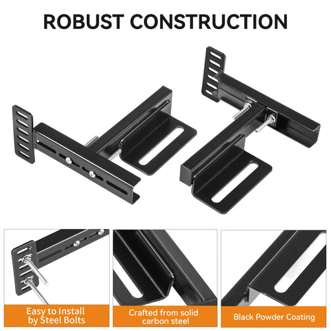 Straight Up Sturdy Headboard Bracket Kit For Adjustable Beds And Metal Frames showing robust black steel brackets for easy installation.