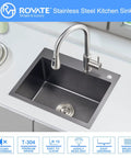 Drop In Topmount Kitchen Sink With Bold Black Nano Titanium Finish, 22 By 18 Inch, Single Bowl, SUS304 Stainless Steel