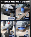 Slay Your DIY Proj With This Diamond Tile Hole Saw Kit Including Porcelain Ceramic Granite Marble Drill Bits And Beveling Chamfer Adapter in use for drilling and shaping.
