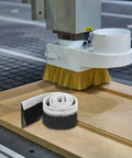 Boss Level Cnc Vacuum Dust Brush Kicks Sawdust And Chunky Wood Chips Outta Your Router Spindle Or Engraver with a nylon brush guard.