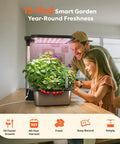 Smart Hydroponics Growing System Kit With 15 Pods, 36W LED Grow Light, App Control, Quiet Water Pump, indoor use on table