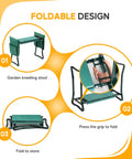 All In One Garden Kneeler And Seat Foldable Stool With Thick EVA Foam Pad Heavy Duty Bench With Tool Pouch showing foldable design steps