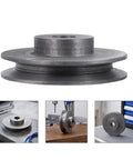 Solid Cast Iron Single Groove V Belt Pulley With 100mm Od And 19mm Shaft for industrial use, showing side and top views.