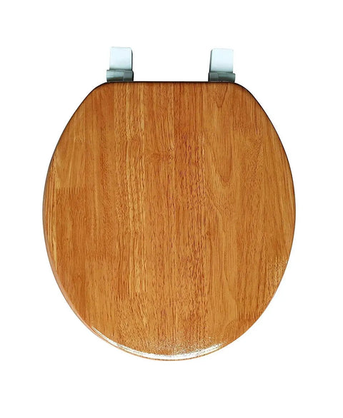 Round Toilet Seat With Easy Clean And Change Hinge Rustic Wood Grain Look Durable Molded Wood Fits All Round Bowls 15.3 To 17.1 Inches Easy Install Plastic Foam Protected Hinges Built To Last With Easy Clean Surfaces And Durable Hinges For Everyday