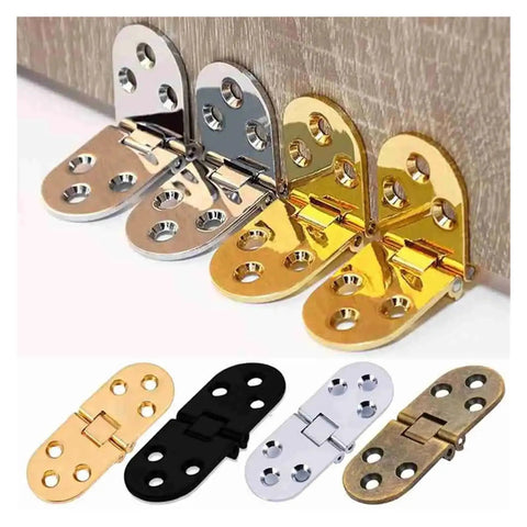 180 Degree Flush Cabinet Door Hinge Semicircle Design With Smooth Operation For Full Cabinet Access Pro Grade Slick Furniture Hardware Mounts Flush For Seamless Look Color 2 shown in silver and gold with semicircle style