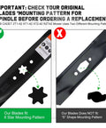 42 Inch Mower Blades Replacement For Cub Cadet Troy Bilt 942 04308 X 942 04308 For XT1 42 ZT1 42 LT42 Bronco Pony 42 Inch Zero Turn Lawn Tractor With Six Point Star Mounting Not For S Shaped Patterns mounting pattern comparison image