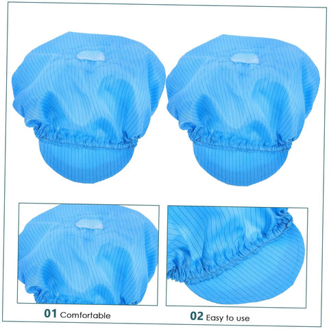 Top Shelf Anti Static Work Cap Set Slick Blue Protective Hats For Cleanrooms Industrial Workshops Factory Floors, lightweight mesh caps.