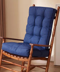 Rocking Chair Cushions Set Navy Blue Tufted Waterproof Fade Resistant Indoor Outdoor Cushions With Ties Includes 17x17 Inch Seat Cushion And 21x17 Inch Back Cushion