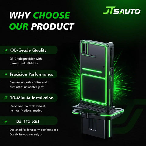 Mass Air Flow Sensor Upgrade For Nissan Infiniti 5 Pin MAF Plug And Play Direct Fit Replacement For 350Z 370Z Altima Armada Cube Frontier GTR Maxima Murano NV Series Improve Idle And Throttle Response on black and green product graphic