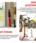 Upgraded Bike Repair Stand Pro Grade Heavy Duty Home Shop Tool Supports Up To 110 Lbs With Ultra Durable Aluminum Frame stored folded