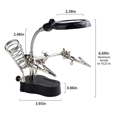 3.5X12X Helping Hands Soldering Station With LED Light And Alligator Clips, Magnifier Stand for precision work