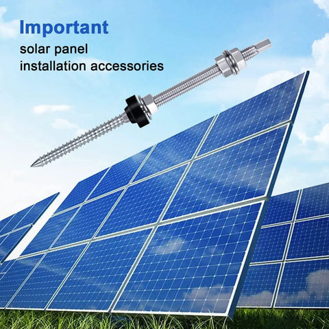Straight Up Heavy-Duty Stainless Steel Hanger Bolts M10x200, No-Sweat Pre-Assembled Height Adjustable V2a Hardware For Solar Roof Panel Mounting, 8 Pack Go-Getter Kit with solar panels.