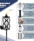 4 Pack Gray Glass Outdoor Garden Torches 59 Inch Tall With Upgraded 16 Oz Citronella Fuel 5 Prong Grounded Stake Metal Light Torches For Patio Pathway Party Decor And Create A Chill Backyard Vibe features.