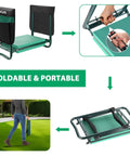 Garden Kneeler And Seat With Extra Wide Soft Kneeling Pad And Large Tool Pouches, Heavy Duty Foldable Garden Stool, folded view