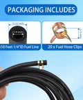 10 Ft Quarter Inch ID Fuel Line Hose Kit With 20 Clamps For Small Gas And Diesel Engines Generators And Powersports