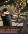 Archer using Bow String Silencers for Longbow and Recurve 2 Pairs Self Adhesive Limb Protectors in outdoor practice