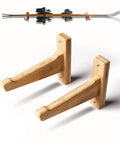 Top Shelf Heavy Duty Bamboo Ski Wall Mount Rack For Garage Storage Sleek Space Saving Bracket showing wooden ski storage brackets.