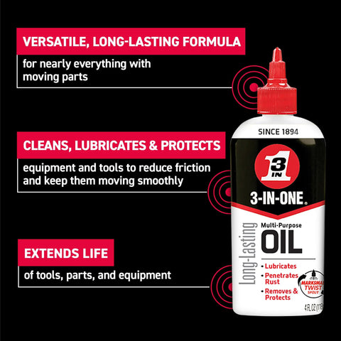 Heavy-Duty Drip Oil With Marksman Twist Spout For Tough Jobs, Long Lasting Lubricant For Tools, Chains, Axles And Gear in 4 oz bottle