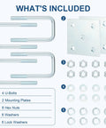 Two Piece Square U Bolt Kit for Boat Trailer Axle Leaf Springs showing U-bolts, tie plates, nuts, washers in layout
