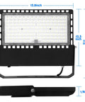 240W LED Stadium Flood Light Outdoor For Arena Backyard And Parking Lot 36000 Lumens front view with dimensions