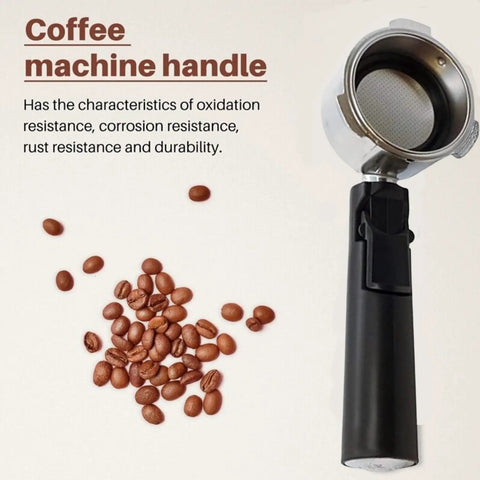 Solid 51mm Portafilter And Built Tough Bracket Handle For Espresso Machines With Pressurized Filter Fits KF6001 KF7001 KF5002 Home Barista Setup Top Shelf Pull with coffee beans.