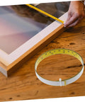 No Sweat Self Adhesive Measuring Ruler Tape 2 Pack For Industrial Workbenches And Cutting Tables on wood surface.