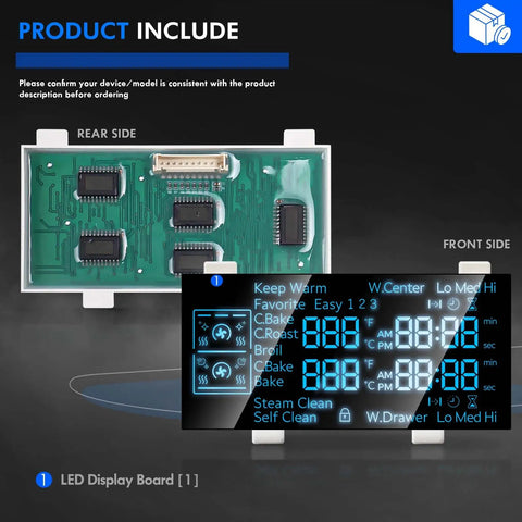 Premium LED Display Board Replacement for Samsung Electric Range Ovens front and rear side view