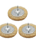 3 Pack Brass Coated Wire Wheel Brush Kit For Drill With 1/4 Inch Shank, Crimped Cup Brush, 0.13mm Brass Wire, Fast Rust Removal