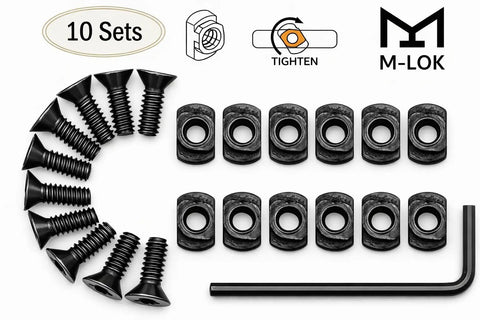 Mlok Rail T Nut Replacement Screws 10 Pack Kit With Self Locking Thread Pads For Tactical Rifle Accessories includes bolts and nuts.